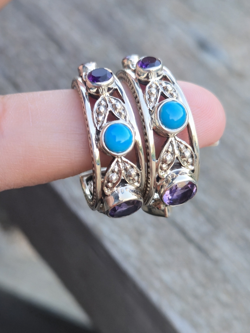 Nicky Butler Designer 925 Sterling Silver Arizona Blue Turquoise Hoop Earrings